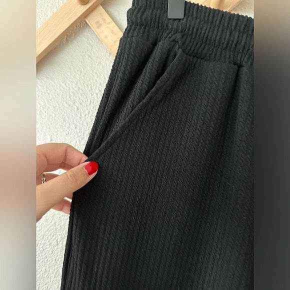 Polagram Well Made Waffle Black Waist Tie Pants Sz M - Picture 2 of 11